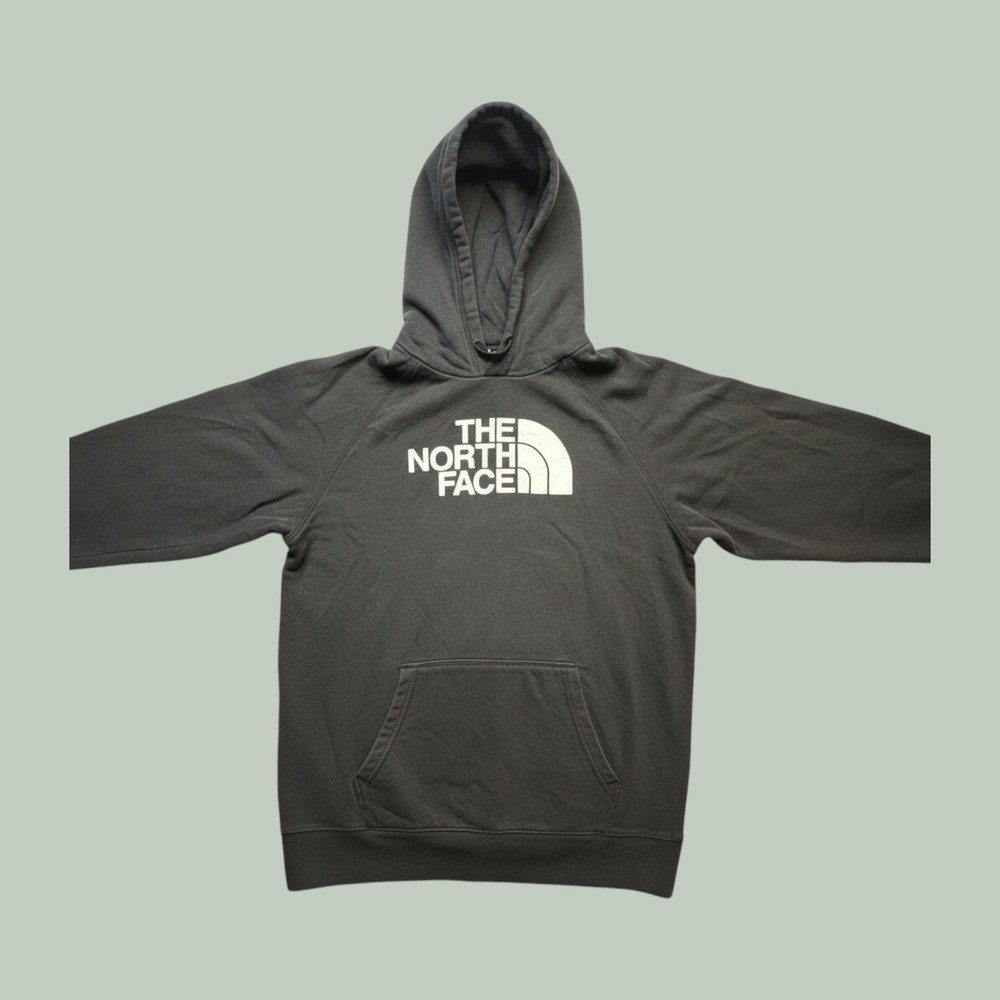 The North Face Hoodie Womens M Black Half Dome Logo Pullover Fleece Raglan FAIR